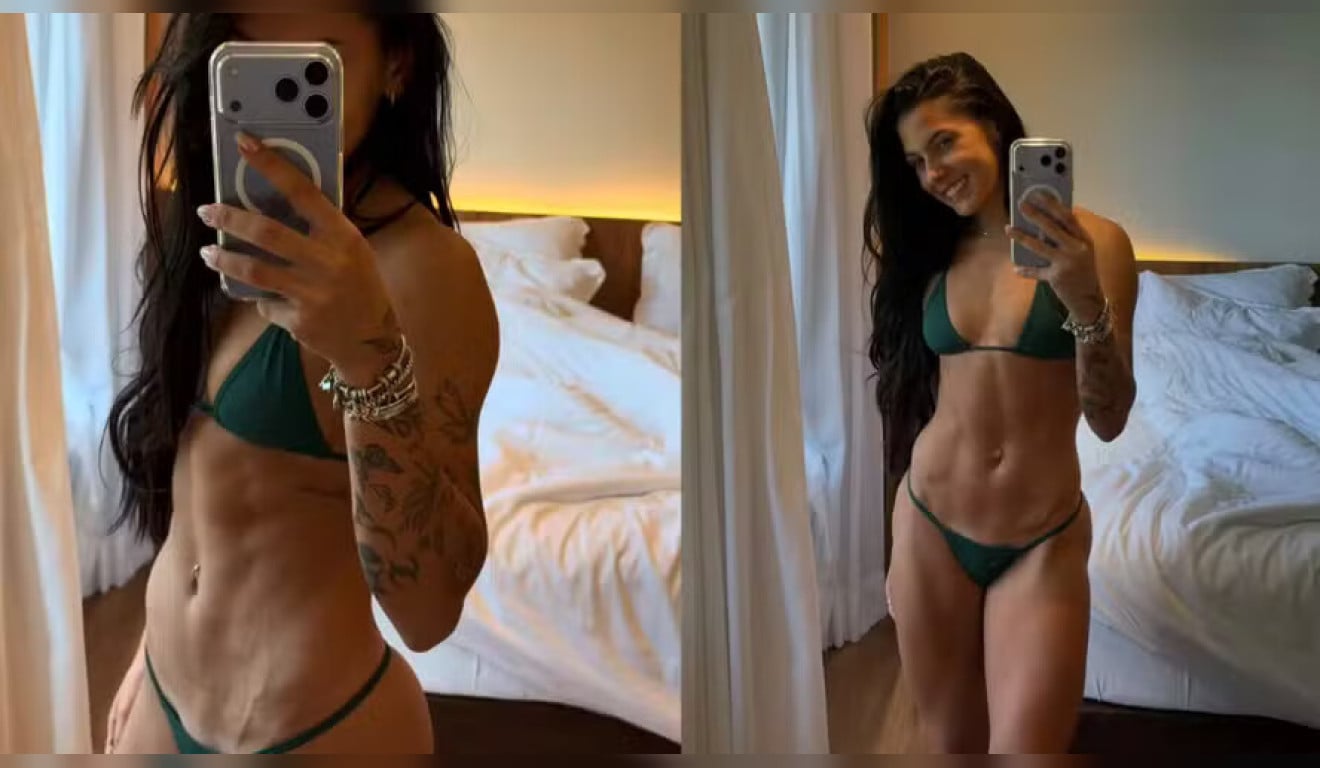 Ana Castela posa de biquíni fininho, exibe abdômen trincado e chama atenção por detalhe; fotos