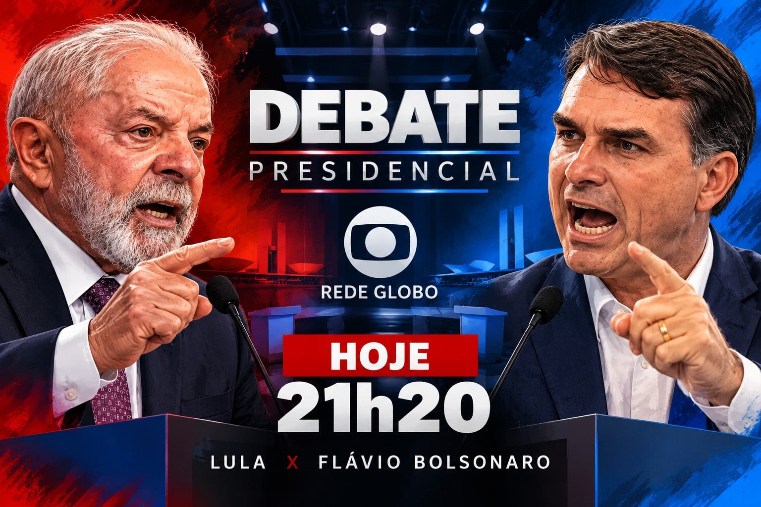 Lula e Flávio Bolsonaro fazem último debate na Globo hoje; veja o horário, regras, transmissão e como será a checagem de informações
