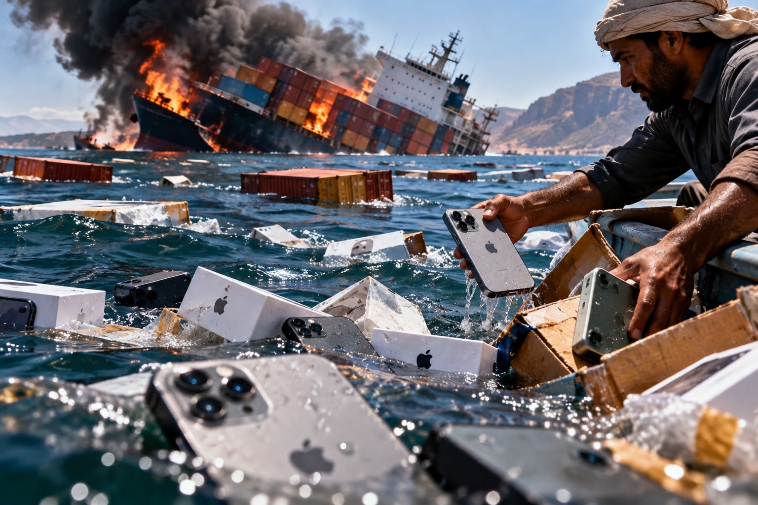 Centenas de iPhones aparecem boiando no mar após navio afundar; assista